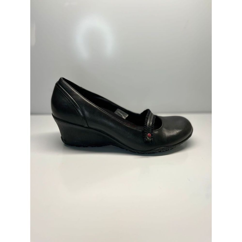 Merrell Womens Petunia Mary Jane Wedge Heel Black Size 7.5 Leather Slip On Shoes